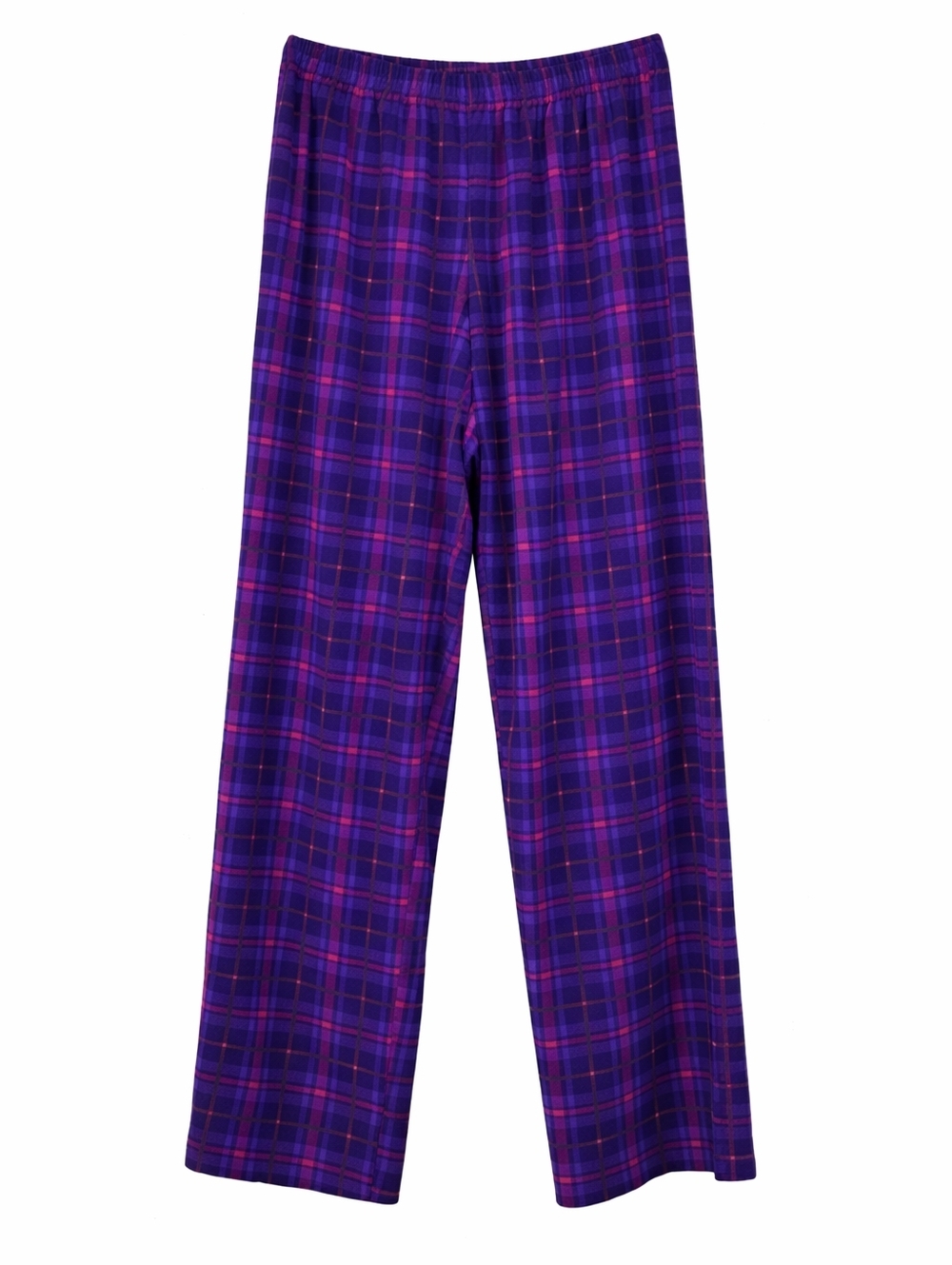 ​Jasmine Rose Purple Plaid Fleece Pajama Pants Wide Leg Sleepwear Soft Polyester